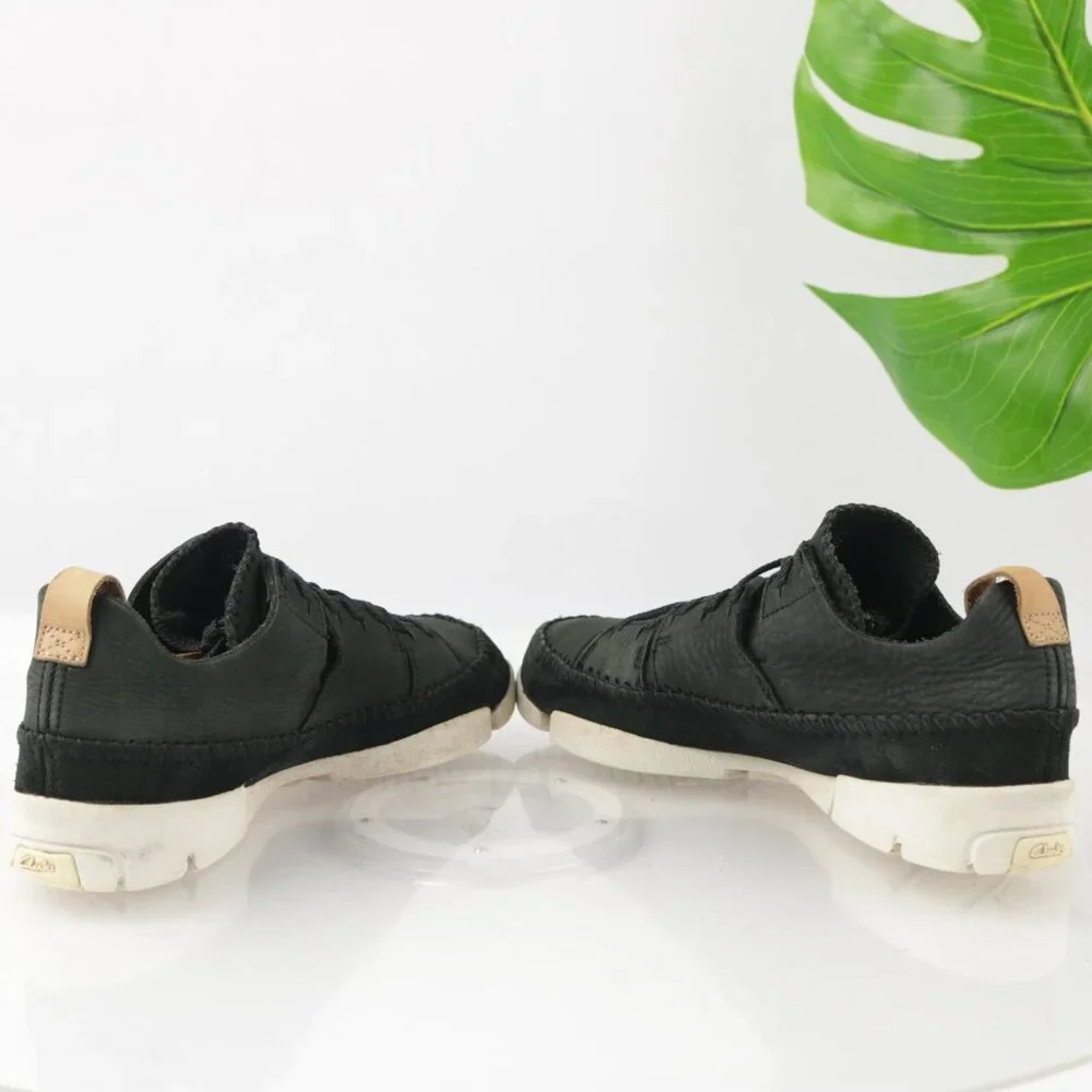 Clarks Originals Womens Trigenix Flex Sneaker Size 7.5 Black Nubuck Lace Up Shoe